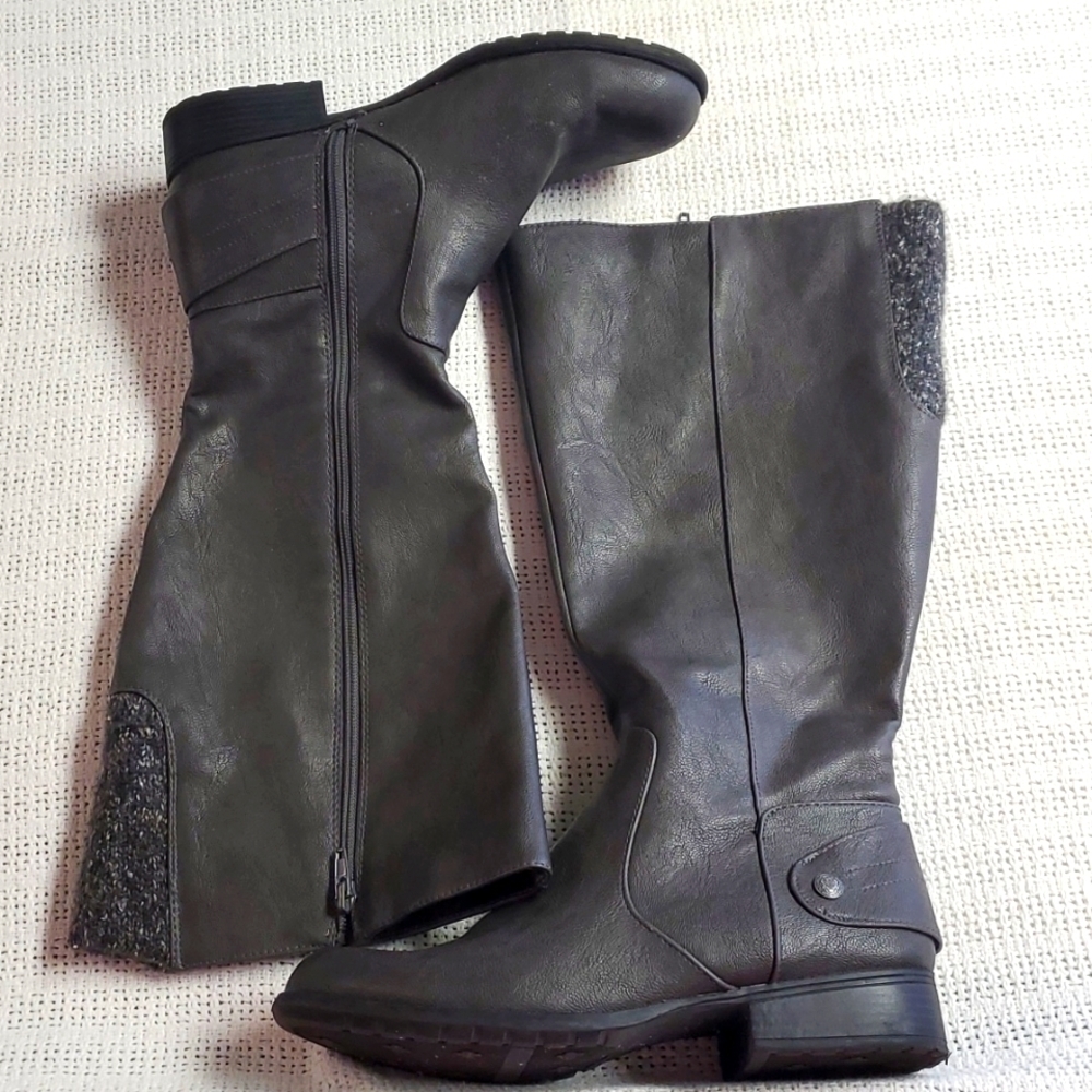 Life Stride Soft Stretch Wide Calf Sz. 10M-WC Gray Boots‎